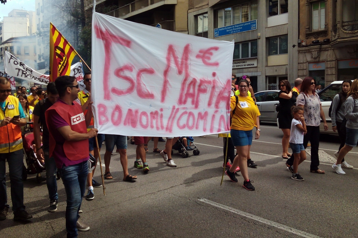 Manifestació de treballadors de TSC a Girona